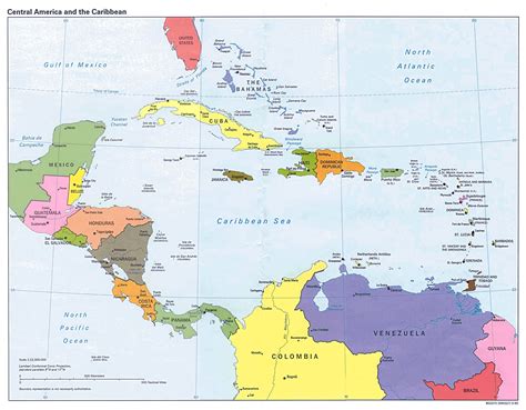 Map of Central America and Caribbean